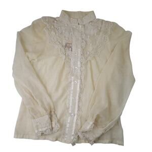 Vintage Gunne Sax Jessica's Gunnies Lace Button Up Shirt